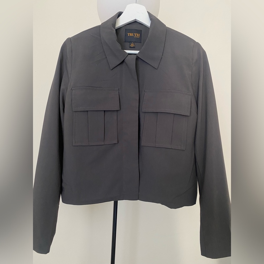 TRUTH Dark Grey Blazer Jacket with Front Flap Pockets size 4